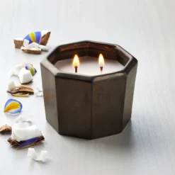 New Release 1 Octagonal Ceramic Cashmere & Suede Fall Jar Candle Metallic Bronze - Hearth & Hand™ With Magnolia