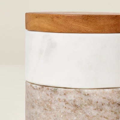 3pc Marble Stacking Salt & Pepper Cellar White/Warm Gray - Hearth & Hand™ With Magnolia 3 3pc Marble Stacking Salt & Pepper Cellar White/Warm Gray - Hearth & Hand™ With Magnolia - Image 3