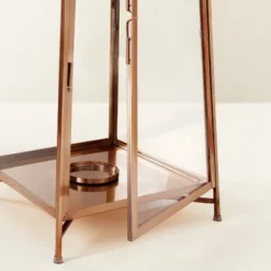 Raised Metal & Glass Pillar Candle Lantern Copper - Hearth & Hand™ With Magnolia -Furniture Store GUEST 387cd88b 3e75 4c64 8f3b dd1153cd38c8