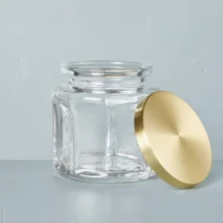 Sculpted Glass Canister Clear/Brass - Hearth & Hand™ With Magnolia -Furniture Store GUEST 71f281b6 258a 4b80 b1af 9a6bc3fbbc8f