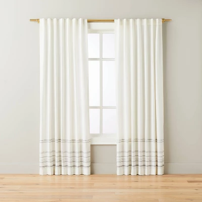 Engineered Hem Stripes Curtain Panel Cream/Gray - Hearth & Hand™ With Magnolia 3 Engineered Hem Stripes Curtain Panel Cream/Gray - Hearth & Hand™ With Magnolia - Image 3