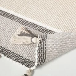 24"x60" Color Block Stripe Tassels Bath Rug Neutral Taupe - Hearth & Hand™ With Magnolia -Furniture Store GUEST 910979a7 4645 484a b851 9e3664ee4695