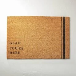 Glad You're Here Coir Doormat Tan/Black - Hearth & Hand™ With Magnolia -Furniture Store GUEST 92655d0f b248 4c18 8a0b 96386821ac81
