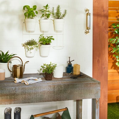 18.6" Wide 7pc Wall Mounted Metal Planter Set Sour Cream - Hearth & Hand™ With Magnolia 1 18.6" Wide 7pc Wall Mounted Metal Planter Set Sour Cream - Hearth & Hand™ With Magnolia