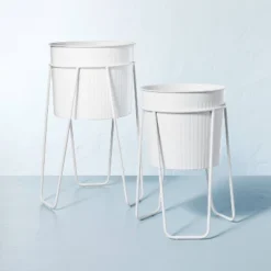 Powder-Coated Metal Planter White - Hearth & Hand™ With Magnolia 7 Powder-Coated Metal Planter White - Hearth & Hand™ With Magnolia -Furniture Store GUEST a76d978f dc8a 425b b1df a4a260c6b670