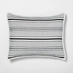 Textured Stripe Pillow Sham Dark Gray/Cream - Hearth & Hand With Magnolia -Furniture Store GUEST b0608181 3b6d 4688 8af4 76eb9e213a88