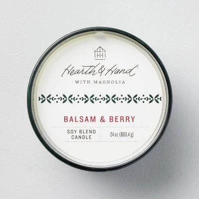 Textured Glass Balsam & Berry Jar Christmas Candle Green 24oz - Hearth & Hand™ With Magnolia 2 Textured Glass Balsam & Berry Jar Christmas Candle Green 24oz - Hearth & Hand™ With Magnolia - Image 2