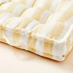 Bold Stripe Indoor/Outdoor French Floor Cushion Gold/Cream - Hearth & Hand™ With Magnolia -Furniture Store GUEST ea808b39 8085 407e 9032 7540289c1f55